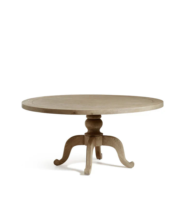 Oaklyn Crest Solid Wood 6-Seater Round Dining Table – Weathered Oak Finish by J.L.HOME DECOR