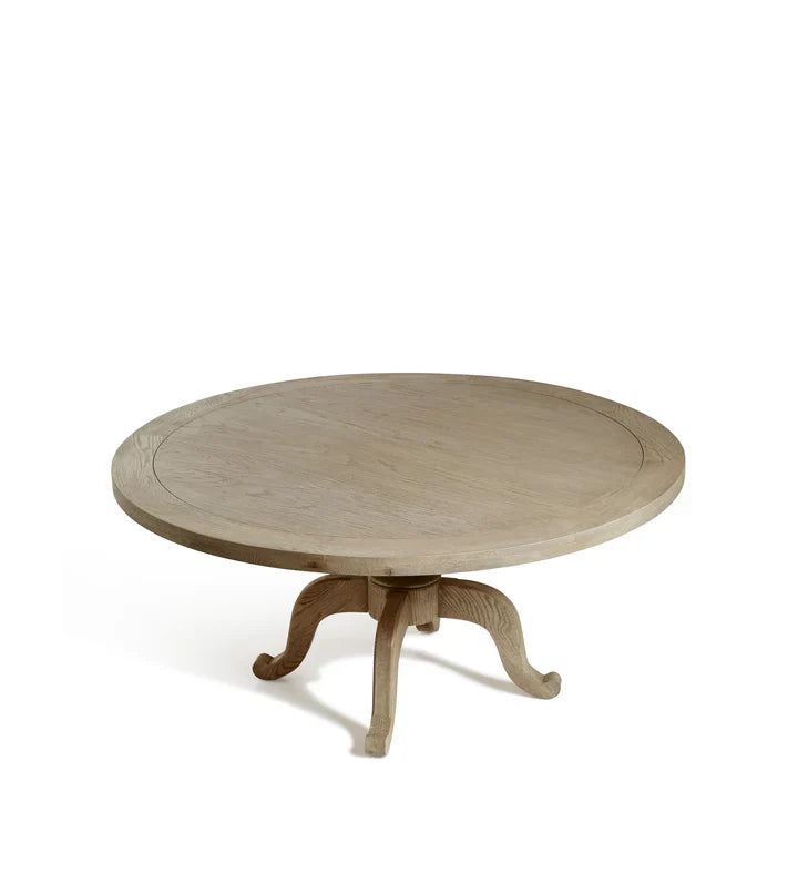 Oaklyn Crest Solid Wood 6-Seater Round Dining Table – Weathered Oak Finish by J.L.HOME DECOR