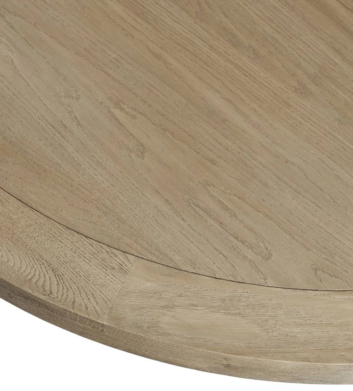 Oaklyn Crest Solid Wood 6-Seater Round Dining Table – Weathered Oak Finish by J.L.HOME DECOR