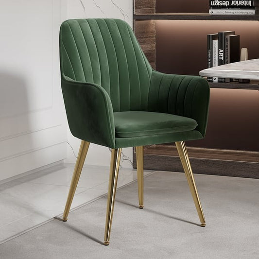 Modern Dining Chair Green Velvet Upholstered Dining Chairs With Arms
