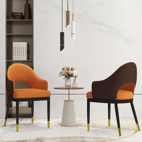 Upholstered Dining Chair Open Back Arm Chair