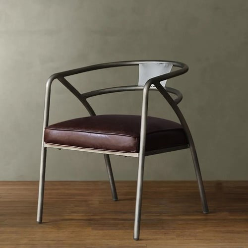Industrial Gray and Brown Dining Chair Upholstered Curved Back Chairs (Set of 2)
