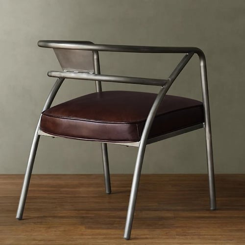 Industrial Gray and Brown Dining Chair Upholstered Curved Back Chairs (Set of 2)