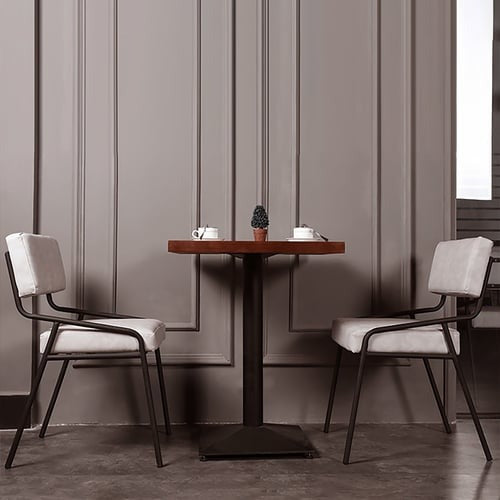 Industrial Upholstered Dining Chair White PU Leather Dining Chair (Set of 2)