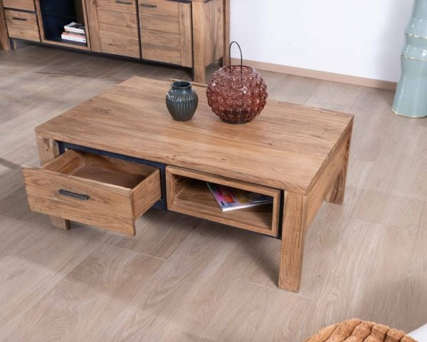 drawer coffee table/mid century modern coffee table/Double Sided Solid Coffee Table