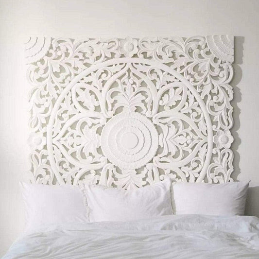 Bohemian Intricate Floral Carved Head Board