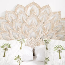 Bed Headboard Bohemian Half Moon Lotus Decor Boho