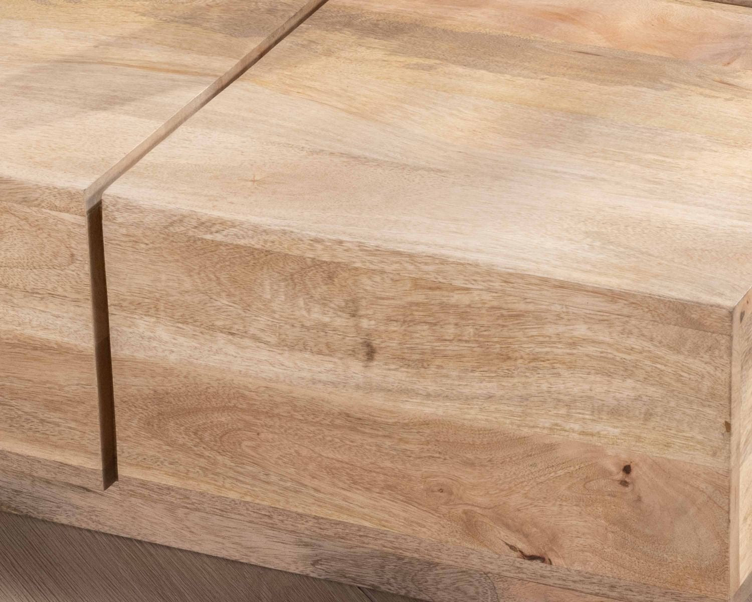 Contemporary style square coffee table in natural solid wood