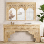Jharokha Wooden Mirror/Panel and Console Table Cabinet
