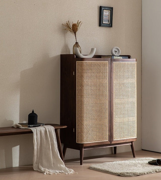 SOLID WALNUT SHOE CABINET WITH DOORS , OAK SHOE CABINET WITH DRAWERS