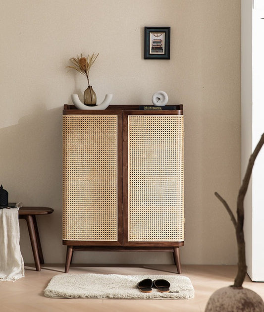 SOLID WALNUT SHOE CABINET WITH DOORS , OAK SHOE CABINET WITH DRAWERS