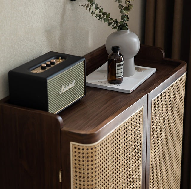 SOLID WALNUT SHOE CABINET WITH DOORS , OAK SHOE CABINET WITH DRAWERS