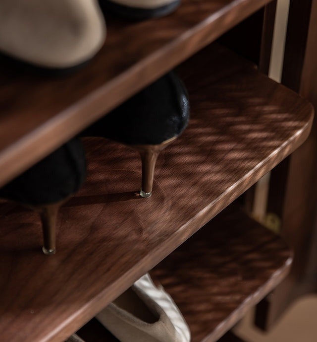 SOLID WALNUT SHOE CABINET WITH DOORS , OAK SHOE CABINET WITH DRAWERS