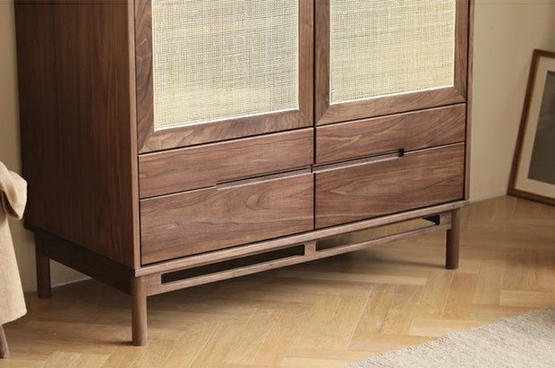 RATTAN SOLID WALNUT WARDROBE, WALNUT 2 DOOR WARDROBE, WALNUT WARDROBE CABINET