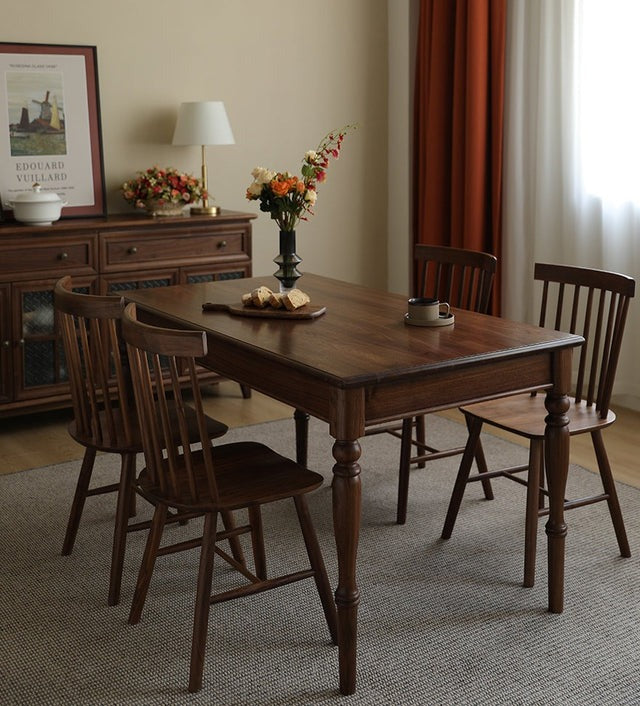 AMERICAN STYLE SOLID BLACK WALNUT WOOD DINING TABLE
