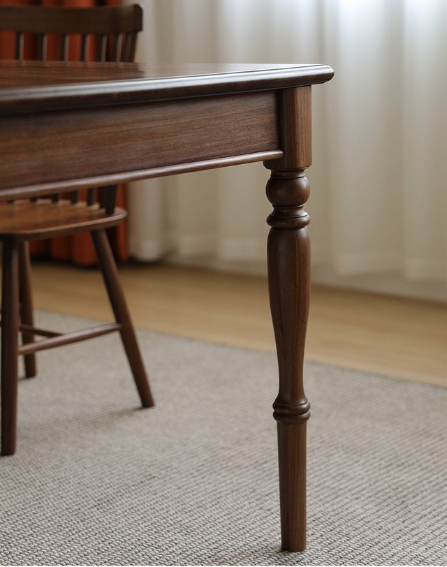 AMERICAN STYLE SOLID BLACK WALNUT WOOD DINING TABLE