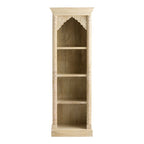 Weathered Natural Carved Wood Arch Bookshelf