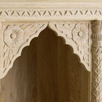Weathered Natural Carved Wood Arch Bookshelf