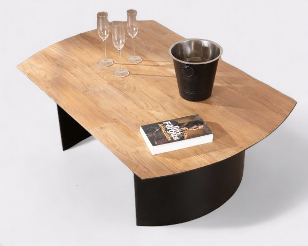 black square coffee table/center table for the living room/Coffee Table Half-sphere leg (Ethereal Elegance Collection)