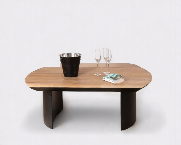 Farmhouse Coffee Table: "Rustic farmhouse coffee table featuring natural wood accents and sturdy design."
