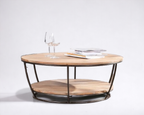 Round Wooden Coffee Table: "Stylish round wooden coffee table with a natural wood finish, perfect for enhancing modern living room décor."
