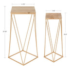 Gold Wood Veneer Modern End Table