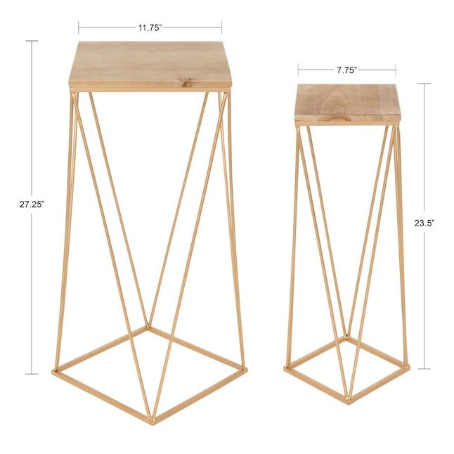 Gold Wood Veneer Modern End Table