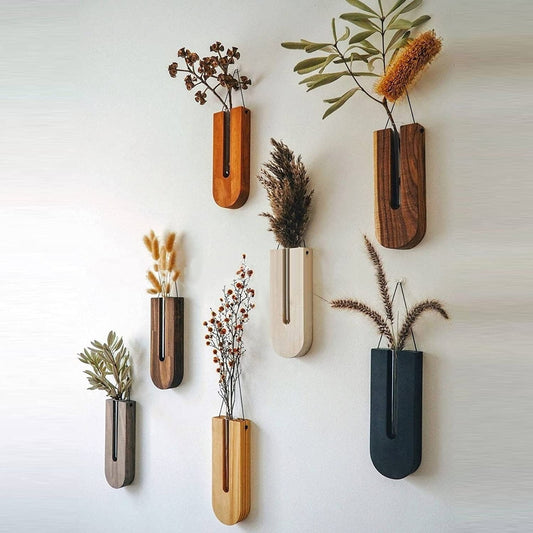 Hanging Planter Wooden Vase Set of 7 | Test Tube Planter