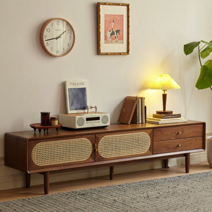 RATTAN WALNUT TV STAND