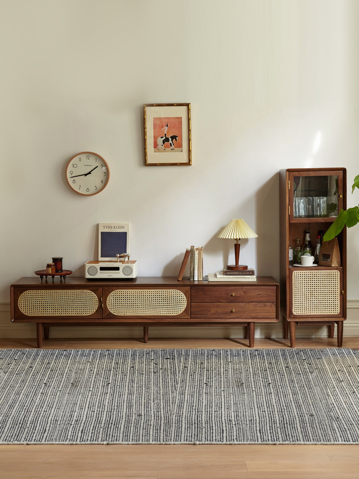 RATTAN WALNUT TV STAND