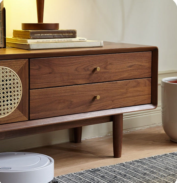 RATTAN WALNUT TV STAND