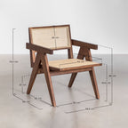 Mango Wood and Rattan Armchair with Armrests