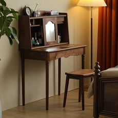 AMERICAN STYLE SOLID WALNUT WOOD DESK WITH HUTCH