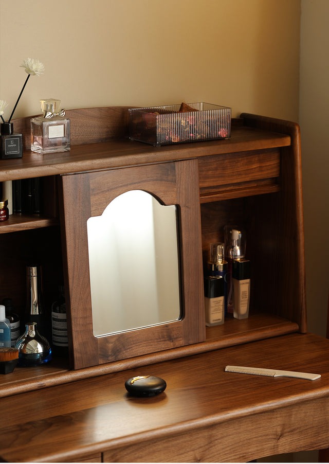 AMERICAN STYLE SOLID WALNUT WOOD DESK WITH HUTCH
