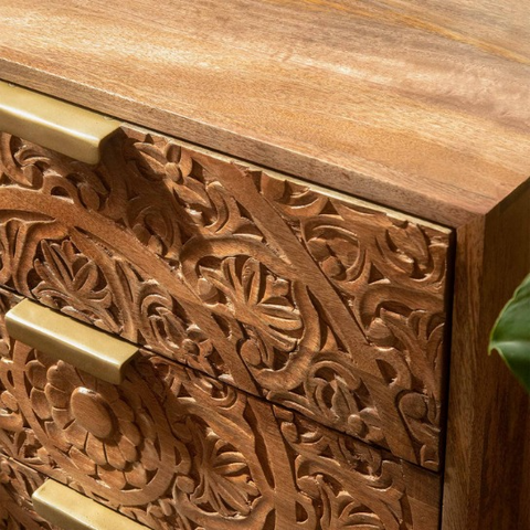 Drawer Hand Carving Chest Of Drawer With Metal Leg