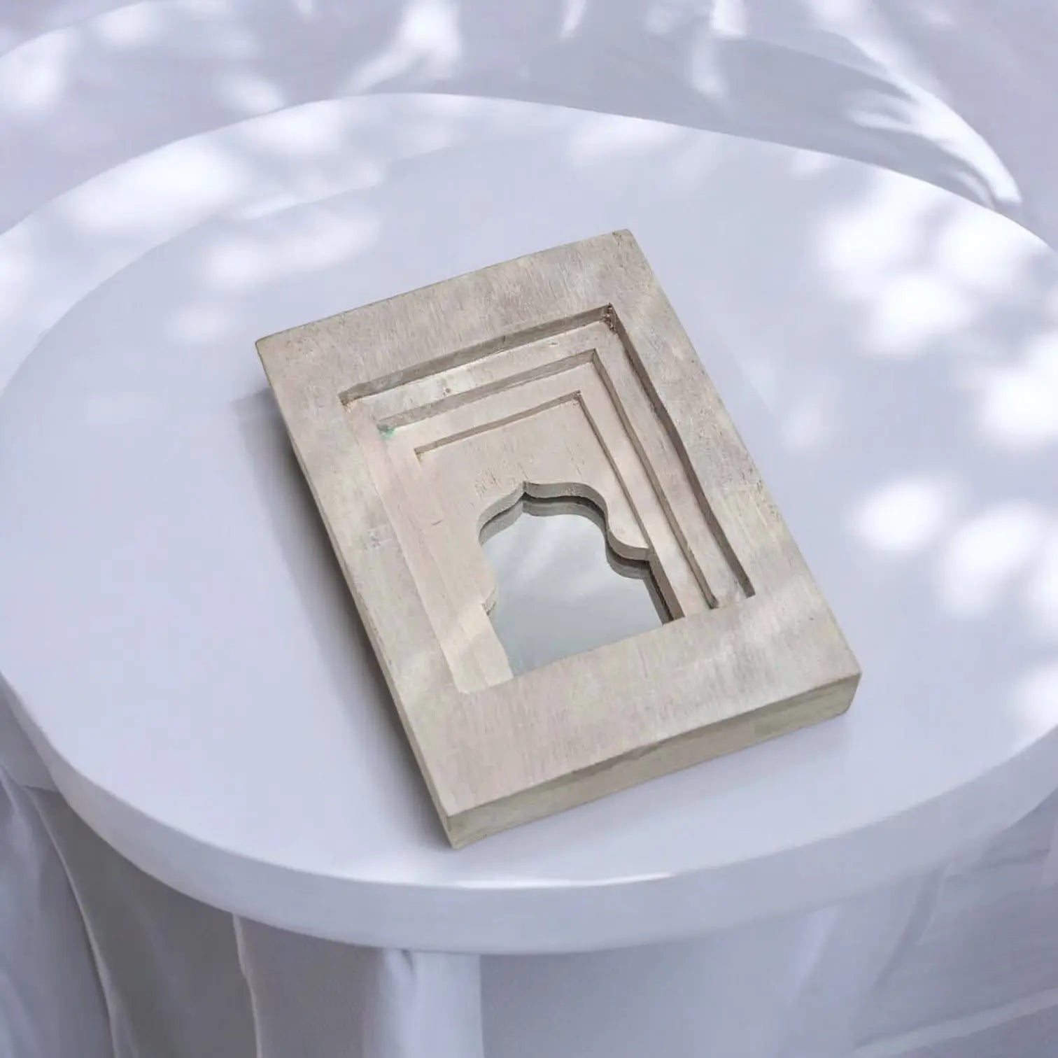 Temple Mirror White Hand-Carved Mirror  architectural design jlhomedecor2021.myshopify.com