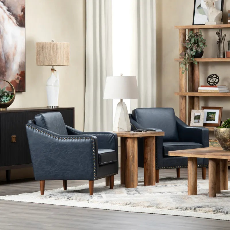 emanuel navy leather chair