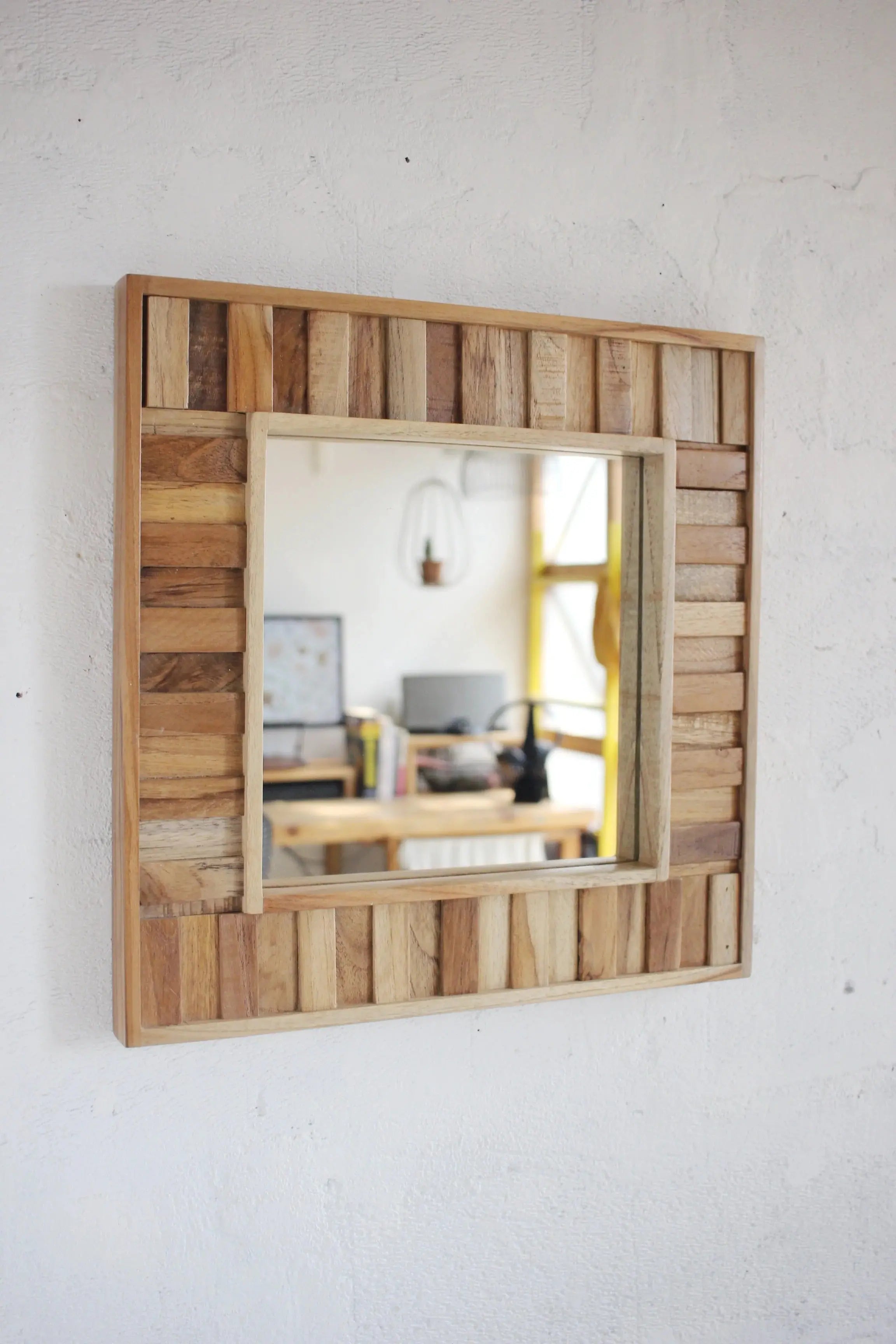 Patchwork Mirror in Solid Wood Mirror  mirror jlhomedecor2021.myshopify.com