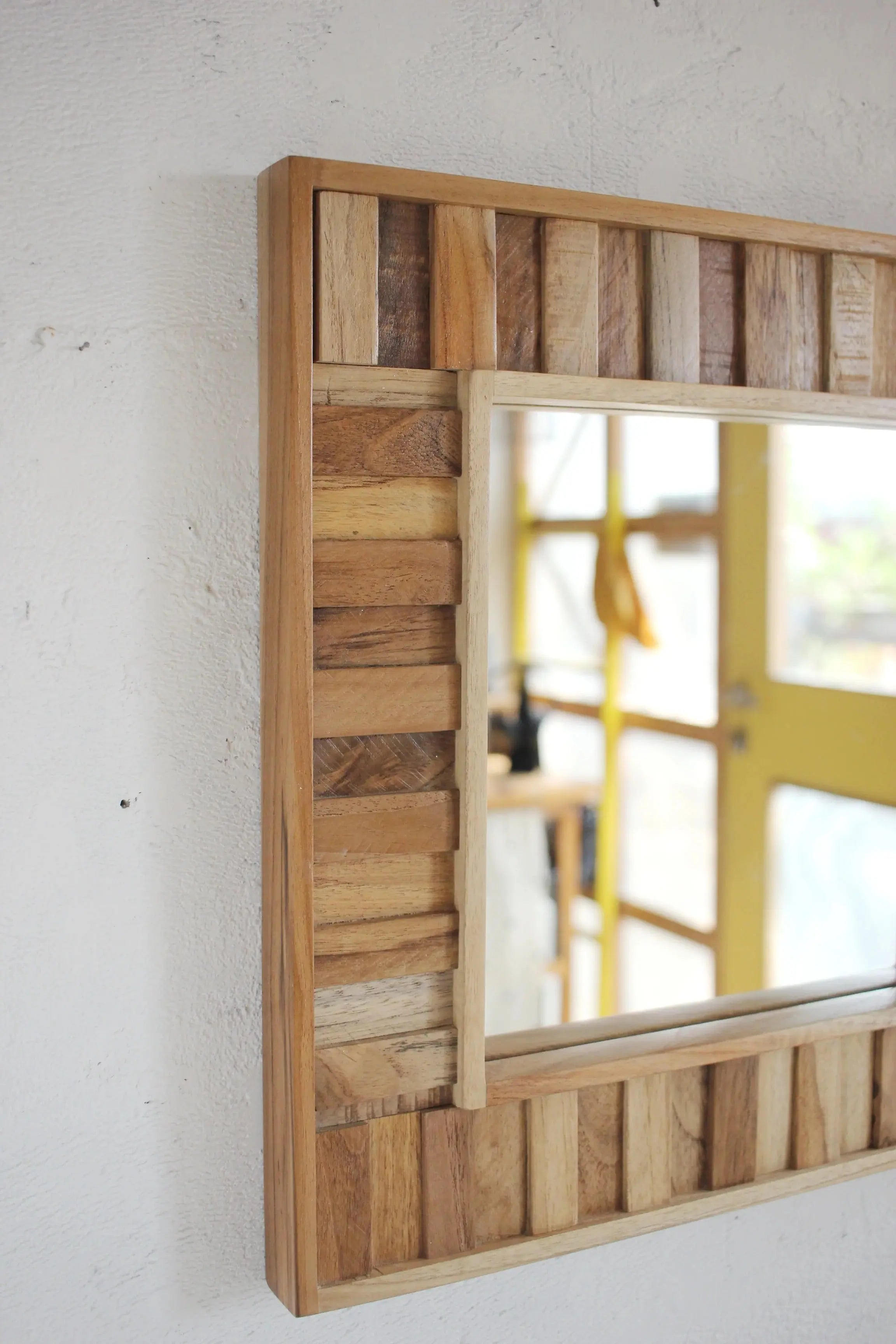 Patchwork Mirror in Solid Wood Mirror  mirror jlhomedecor2021.myshopify.com
