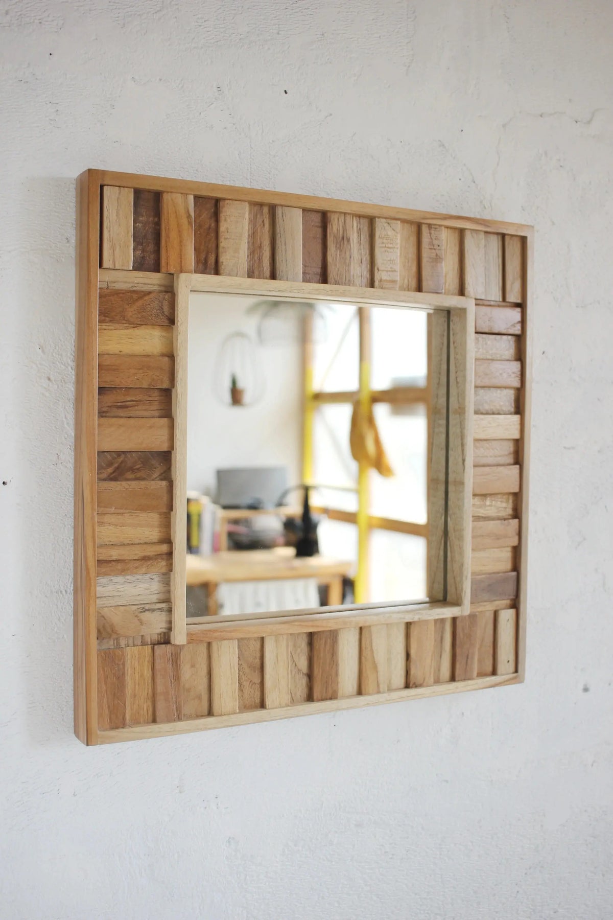 Patchwork Mirror in Solid Wood Mirror  mirror jlhomedecor2021.myshopify.com