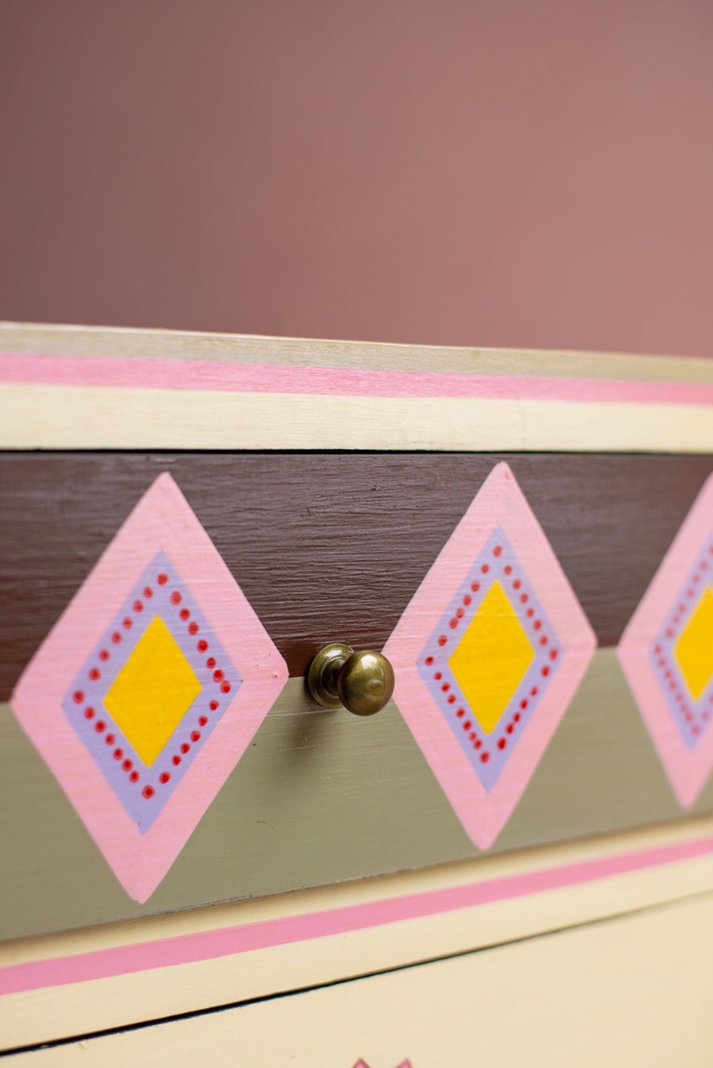 Jaipur Style Hand Painted Mango Wood Cabinet | Bedside Table with Drawers | Wooden Rajasthani Bedside - J.L.HOME DECOR