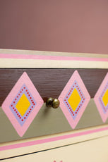 Jaipur Style Hand Painted Mango Wood Cabinet | Bedside Table with Drawers | Wooden Rajasthani Bedside - J.L.HOME DECOR