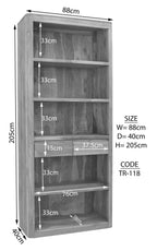 Shelf Sheesham 88x40x205 walnut | Wooden Bookshelf