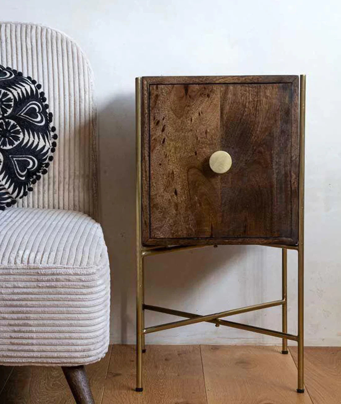 gold 2-door bedside table