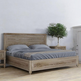 wooden bed design | Grey Rustic Hand Carving Solid Wood Bed | wooden bed design | bedroom double bed design | bed without storage