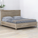 wooden bed design | Grey Rustic Hand Carving Solid Wood Bed | wooden bed design | bedroom double bed design | bed without storage