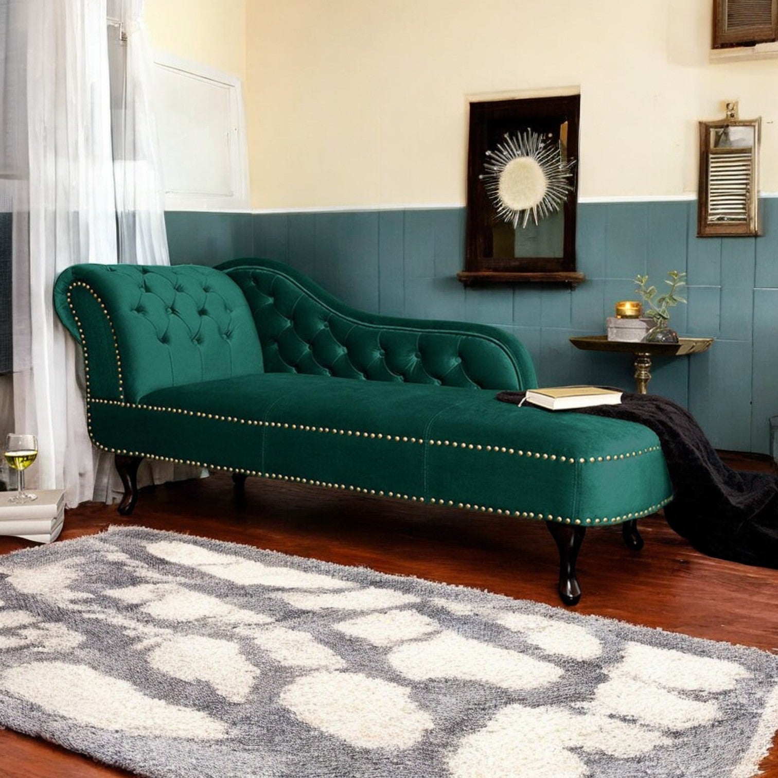 Chaise Lounge for Modern Living Room - A stylish and comfortable chaise lounge perfect for relaxation in a modern living room.
