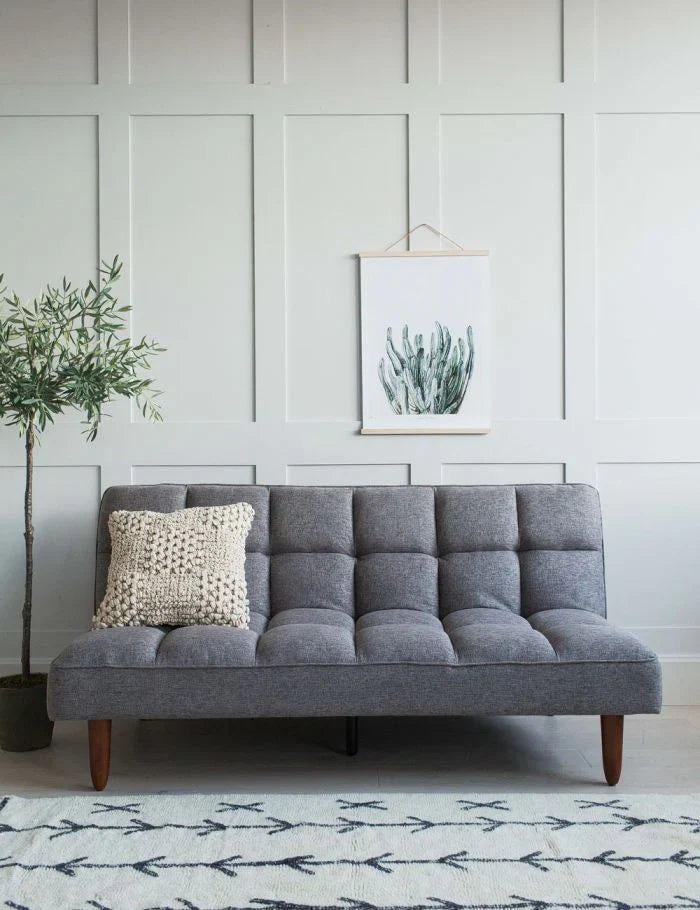 grey linen mango wood sofa bed