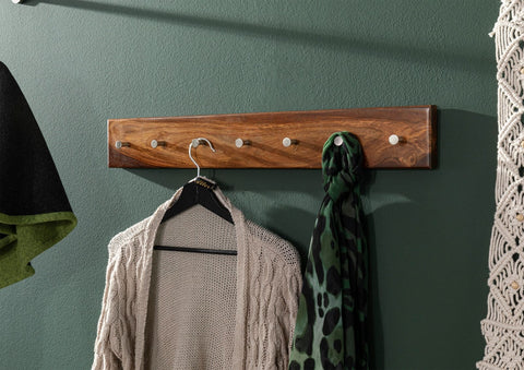Coat rack Sheesham 70x5x10cm  walnut hanger
