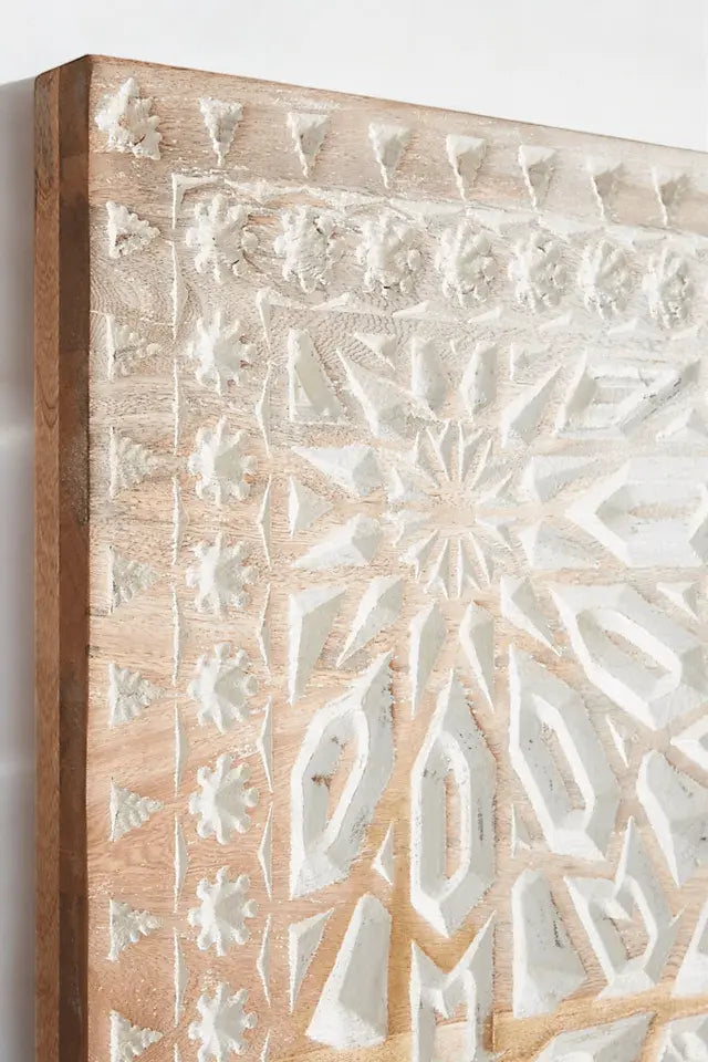 Marrakech Bed | Handcrafted Mango Wood Bed with Intricate Patterned Headboard | King & Queen Sizes | Living Furn India Bed  artisan bed jlhomedecor2021.myshopify.com